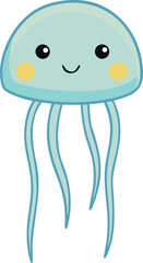 Cute glowing lantern jellyfish vector illustration smiling face scalable eps art
