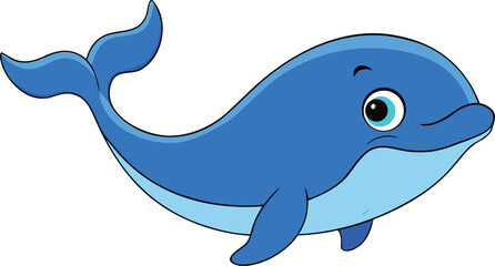 Happy blue whale calf vector illustration cute ocean mammal scalable eps