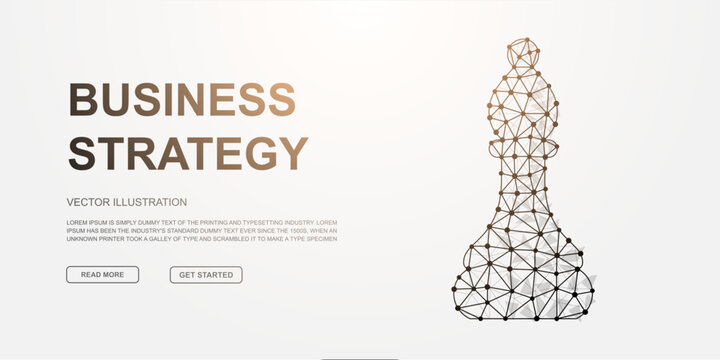 Polygonal chess bishop wireframe symbolizing business strategy, intelligence, and smart decision-making