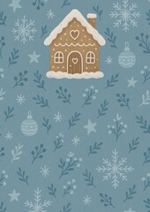 Fototapeta premium Charming winter gingerbread house.