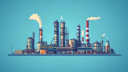 Obraz premium Illustrating an oil refinery building industrial zone digital artwork urban environment aerial view chemical engineering concept