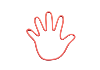 Isolated red outline of hand or print for creative arts and crafts activities indoors