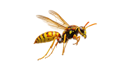 Isolated yellow jacket wasp insect, close-up detailed image, natural outdoor environment