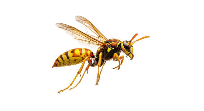 Isolated yellow jacket wasp insect, close-up detailed image, natural outdoor environment