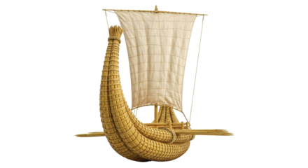 Isolated Boat Traditional, reed craft, ancient Peruvian, watercraft historical lake Titicaca