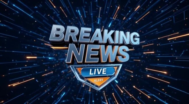 Dynamic Breaking News intro animation with live alert for broadcast, streaming, and social media urgent updates and important announcements