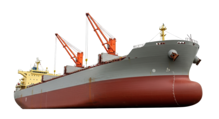Isolated freighter ship, large cargo vessel ready to sail, transporting goods overseas, ocean transport