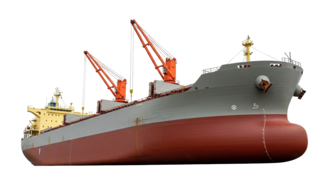 Isolated freighter ship, large cargo vessel ready to sail, transporting goods overseas, ocean transport