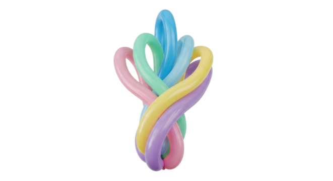 Isolated pastel colored balloon art sculpture, twisted into a creative abstract shape
