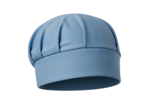 Isolated light blue scrub bouffant surgical cap for healthcare professionals, studio shot