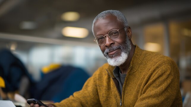 A senior participating in a digital literacy class, learning to use smartphone health apps under the guidance of a patient instructor — empowerment in aging, tech confidence, and digital wellness