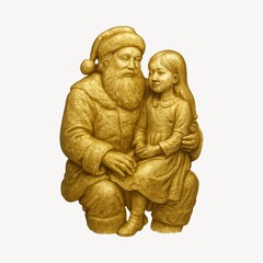 Golden Santa with child sculpture.