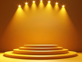Obraz premium Award ceremony stage podium event venue gigapixel scene illuminated atmosphere front view celebration concept