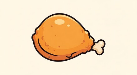 Cartoon fried chicken leg with golden brown crispy skin.