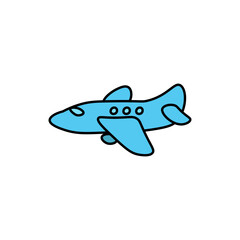 Cartoon style airplane flat icon side view
