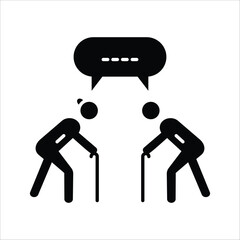 Vector illustration showing the concept of communication and discussion between elderly individuals, symbolizing social interaction and wisdom exchange in later life stages