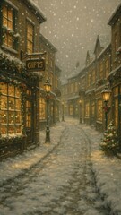 Fototapeta premium Cozy winter street mobile wallpaper