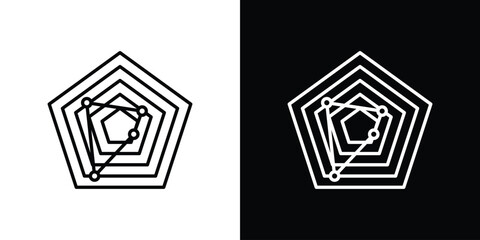 Chart-radar icons set with editable black and white stroke line style for ui designs