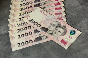 Two thousand Argentine pesos, Argentina new banknotes.