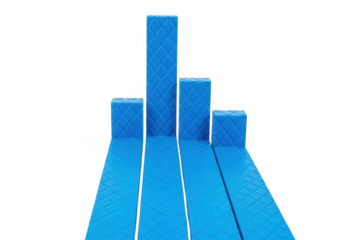 Abstract arrangement of blue rectangular bars isolated on transparent background