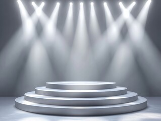 Obraz premium Award ceremony setup event stage podium scene concert venue dynamic lighting for recognition