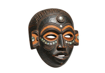Isolated decorative mask with artistic features from Africa, handcrafted with interesting design