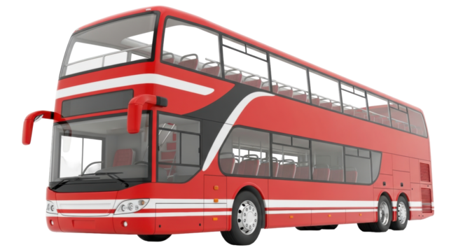 Isolated Red Double-Decker Bus, modern style, ready for commercial use on a travel adventure