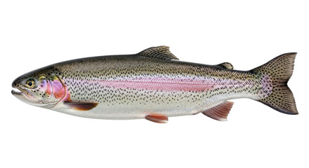 Isolated rainbow trout fish, popular freshwater sport animal, for fishing and aquaculture