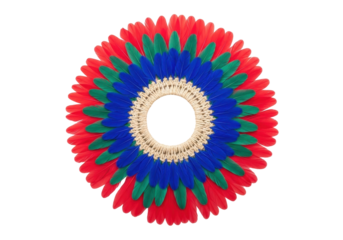 Isolated Colorful Feather Headdress of Indigenous People, Carnival, Festival Decoration