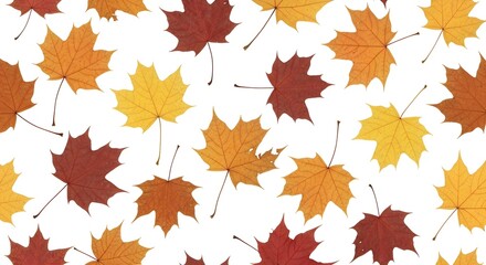 Obraz premium Autumn Leaves Pattern A vibrant seamless backdrop of colorful maple leaves in reds, oranges, and yellows, perfect for fall-themed designs