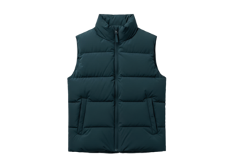 Isolated puffy vest, stylish outerwear for cold weather, casual clothing, fashion garment