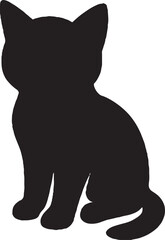 Black Silhouette Sitting Cat Icon &ndash; Stylized Feline Profile for Pet and Design Theme