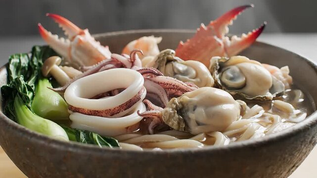 Delicious Seafood Noodle Bowl A Culinary Delight.