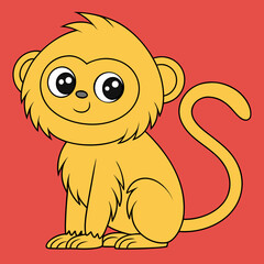 cute yellow mysterious monkey sitting