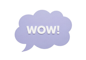 Isolated 3D thought bubble with the text WOW in white, ideal for digital communication