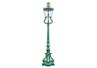 Fototapeta premium Isolated ornate streetlight, period lamppost for urban street lighting, town illumination
