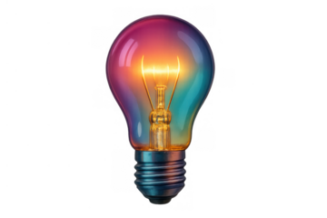 Colorful gradient light bulb glowing with an idea, representing creativity, innovation, and bright solutions