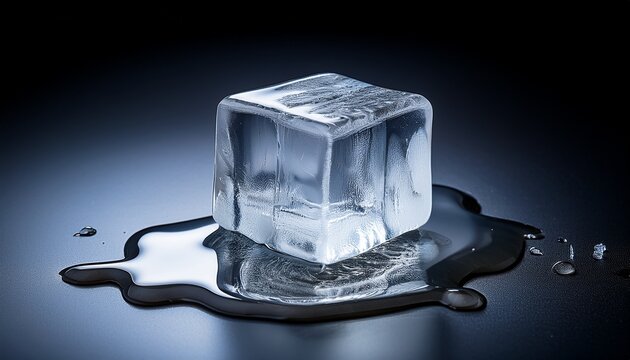 Melting Ice Cube On A Transparent Background