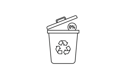 Recycling bin with a lid and a percentage symbol on a