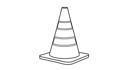 Minimal outline traffic cone icon for road safety, construction zone, caution and warning signage design.
