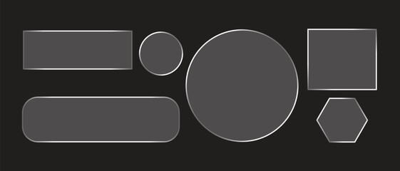 Abstract geometric shapes collection with shiny silver outlines
