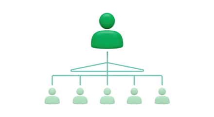 Isolated organization chart design illustrating leadership structure, workflow tiers, hierarchy