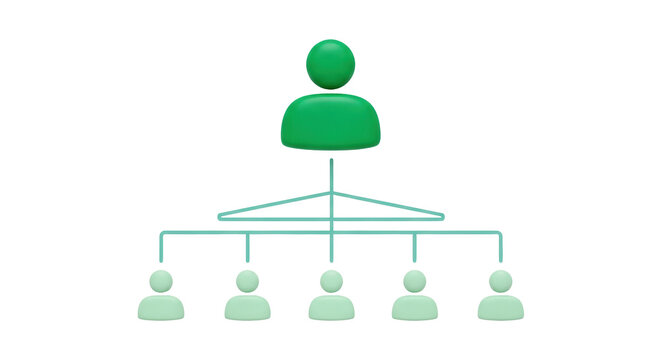 Isolated organization chart design illustrating leadership structure, workflow tiers, hierarchy