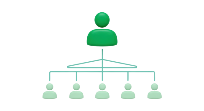Isolated organization chart design illustrating leadership structure, workflow tiers, hierarchy
