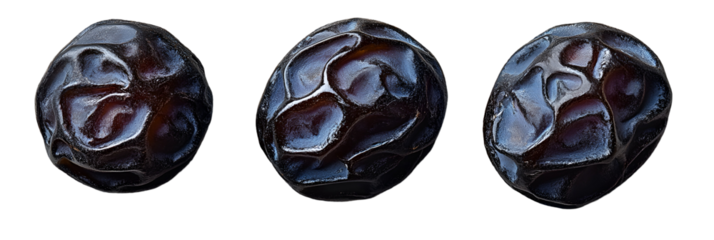 Four abstract sphere shaped forms against transparent background