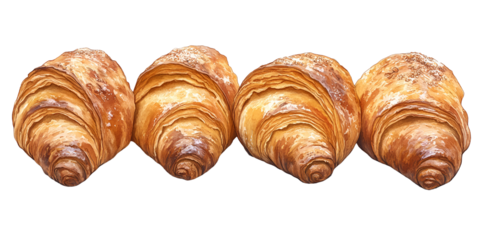 Four baked pastries ready for display
