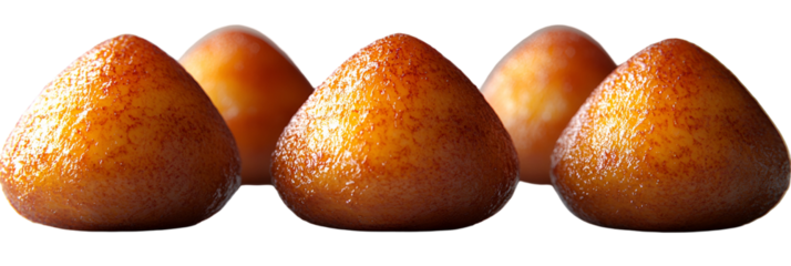 Four blurry orange objects on transparent background