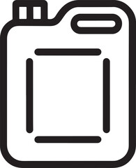 Outline icon of a jerrycan or fuel container on a white background Keywords: jerrycan, fuel