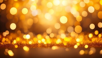 Obraz premium Golden Yellow Abstract Bokeh Background With Warm Glowing Circles Perfect For Festive Autumn Themes