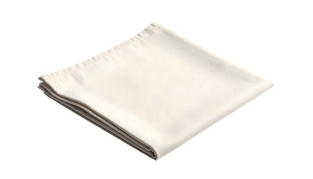 Isolated Folded Cream Fabric Handkerchief or Pocket Square on White Background
